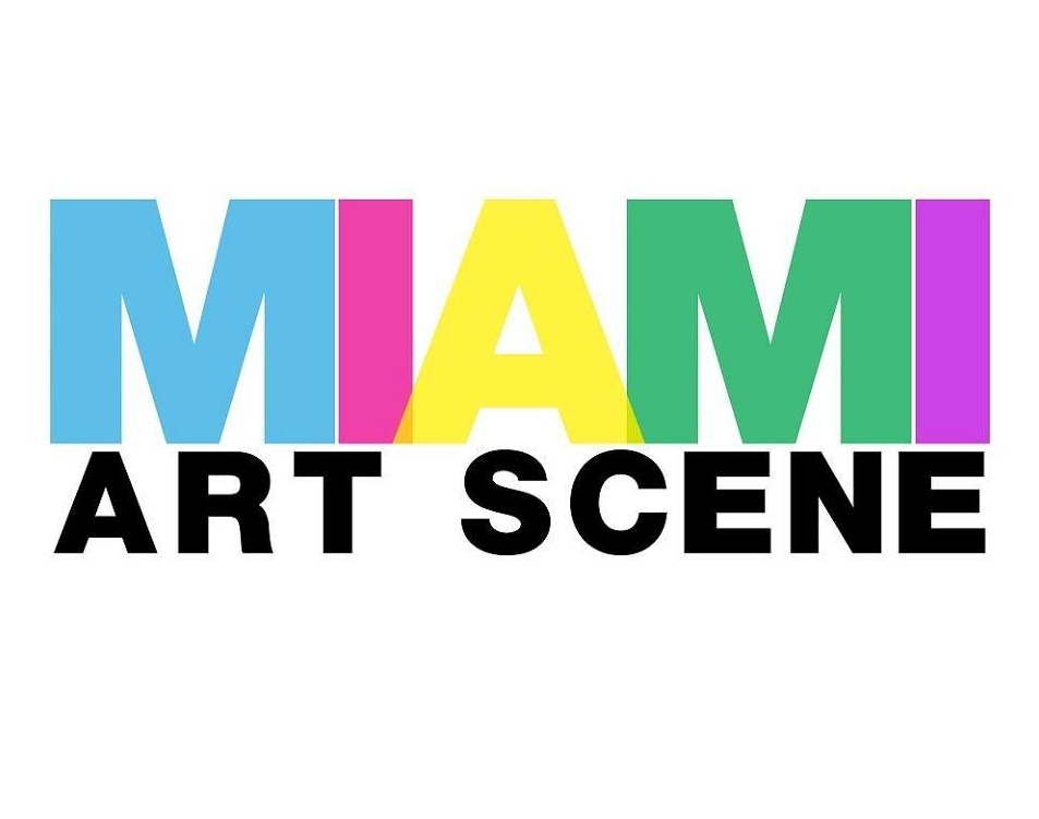 Colorful text 'MIAMI ART SCENE' on a white background